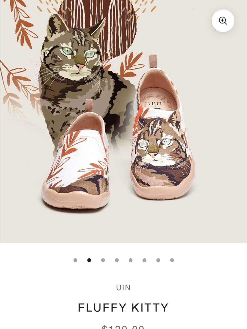 UIN Peach & White Cat Slip-On Sneakers
